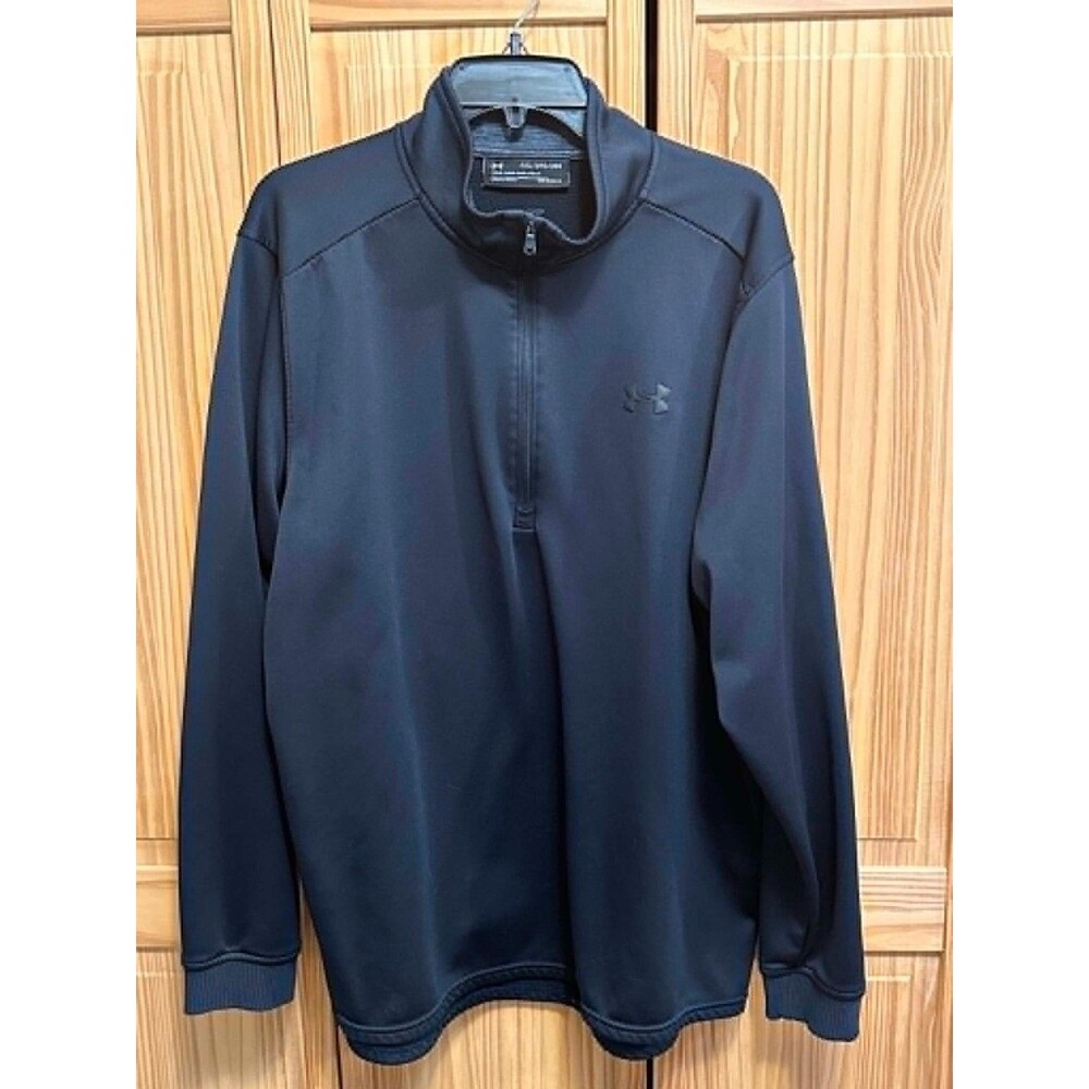 Under Armour Quarter Zip Mens 2XL Tall Black Solid Polyester ColdGear Pullover